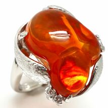 ソ付き!!三越(MITSUKOSHI)◆天然ファイヤーオパールオパール/天然ダイヤモンド リング◆M 12.5g 8.58ct fire opal diamond ring指輪 EF2_画像3