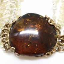 豪華!!◆K18/K14 天然本琥珀/ケシパール ネックレス◆M 52.4g 34.5cm チョーカー amber pearl diamond ジュエリー jewelry EC8_画像4