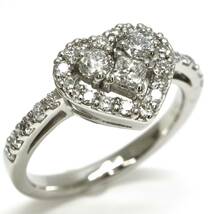 新品仕上げ済み!!◆Pt900 天然ダイヤモンド ハートモチーフ リング◆M 4.6g 10号 0.45ct diamond プリンセスカット ring 指輪 jewelry EC0_画像2