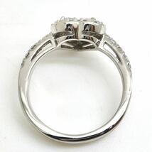 新品仕上げ済み!!◆Pt900 天然ダイヤモンド ハートモチーフ リング◆M 4.6g 10号 0.45ct diamond プリンセスカット ring 指輪 jewelry EC0_画像5