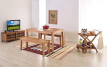 アルンダ ダイニングテーブル 天然木化粧繊維板(アカシア) 天然木(アカシア) オイル仕上 ライトブラウン NX-714_画像5