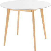 ラウンドテーブル 合成樹脂化粧繊維板 天然木(パイン) ラッカー塗装 ホワイト TAP-001WH_画像1