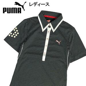 PUMA GOLF プーマゴルフ 半袖ポロシャツ ドット柄 ブラック M