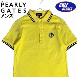 PEARLY GATES パーリーゲイツ メンズ 半袖ポロシャツ 袖メッシュ イエロー 4 NP-9460-G05