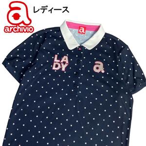 ARCHIVIO アルチビオ 半袖ポロシャツ ネイビー 36 総柄