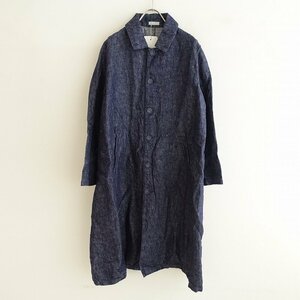 フォグリネンワーク fog linen work *リネンデニムヘレナコート*麻厚手羽織上着ジャケットインディゴブルー(jk27-2305-57)【72E32】