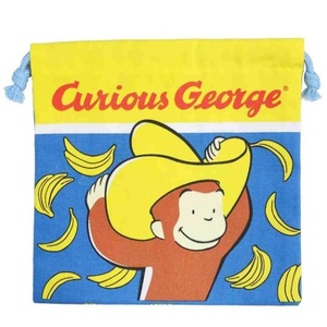◎新品　おさるのジョージ　ひとまねこざる　Curious George　巾着袋　きんちゃくポーチ　03　クラシックバナナ