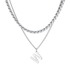  new work surgical stainless steel necklace 2 ream chain 3way flat chain choker W top necklace metal allergy correspondence stainless steel material 