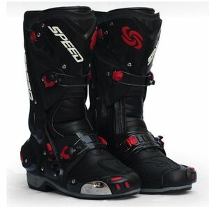 SALE！ツーリングブーツ メンズ オフロード レーシングブーツ プロテクターバイク用靴ライディングシューズモトクロス 黒・41サイズ：255mm