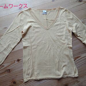 フレームワークスVネック薄手コットンニット八分袖frameworkベイクルーズ