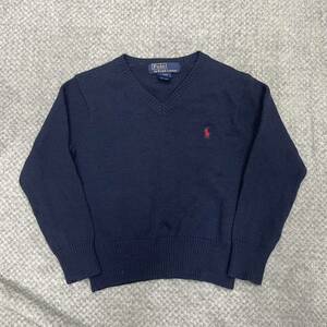 【1円出品】POLO RALPH LAUREN ポロラルフローレン ニット セーター ウール ネイビー 紺色 キッズ 子供服 トップス （J5）