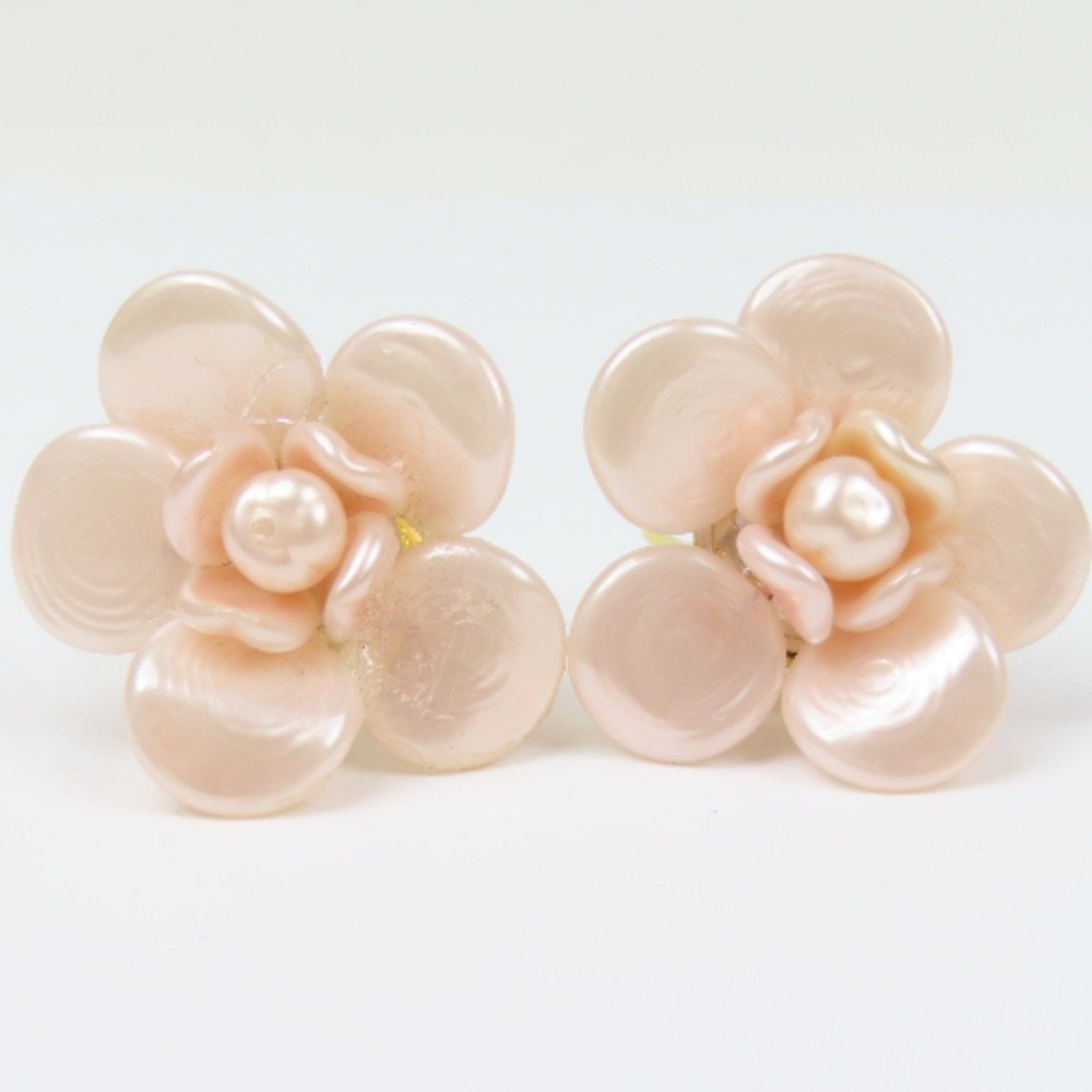 買い誠実 パール 花 バレッタ シャネル シャンパン色 大人 上質