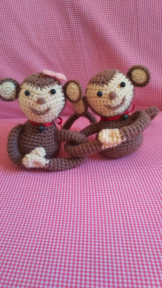 [新品] ☆Amigurumi 毛绒玩具手工猴子猴子一对猴子情侣迎宾娃娃内部十二生肖☆, 玩具, 游戏, 毛绒玩具, 阿米古鲁米