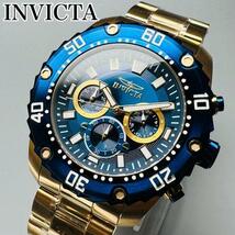 ゴールド＆ブルー【新品】INVICTA インビクタ プロダイバー メンズ 腕時計 ケース直径48mm クロノグラフ クォーツ 電池式 メンズ 金_画像1