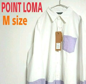 未使用 POINT LOMA 2色 切替バイカラー 長袖 綿 コットンシャツ