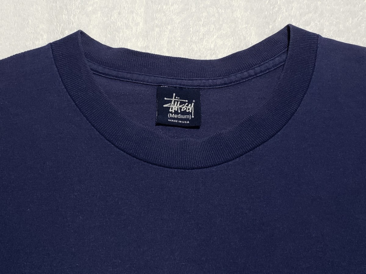 希少 USA製 90s OLD STUSSY LOGO TEE 紺タグ M レア オールド