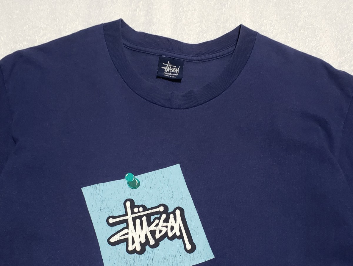 希少 USA製 90s OLD STUSSY LOGO TEE 紺タグ M レア オールド