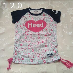 中古 子供服 シャツ HEAD １２０ 女の子 記名あり ポリエステル１００％