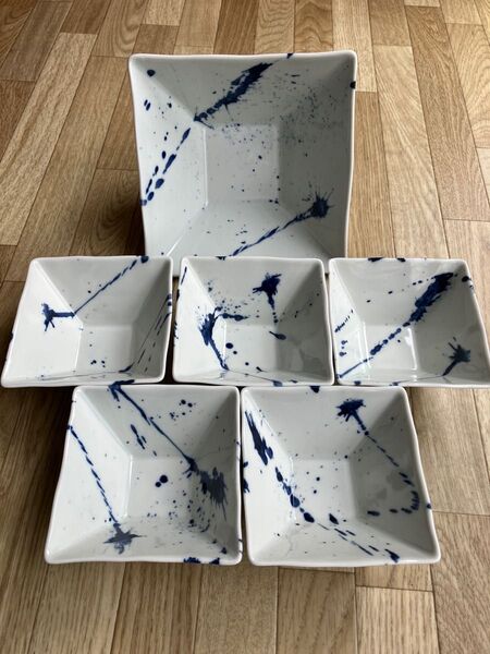 和心 呉須流し スクエアーボールセット