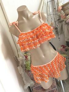* Lady's swimsuit M*ALEFS[titivate] cloche step frill * Flare wire bikini : orange 