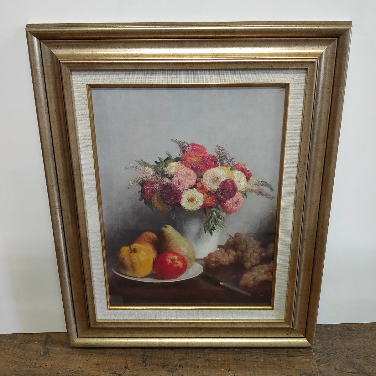 Tableau Reproduction Fleurs et Fruits de Latour Hauteur env. 57, 5 cm x Largeur env. 47, 5 cm A17/SR5, ouvrages d'art, peinture, autres