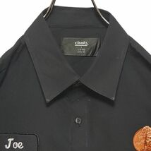 チンタス長袖ワークシャツブラック Ｗポケット企業ロゴ US規格Lサイズ_画像3