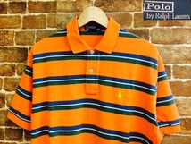 ★表記M！ラルフローレン.Polo by Ralph Lauren.ボーダー柄ユーズドポロシャツ.USA古着アメカジ.f&e.サーファー.西海岸サーフスタイル/5_画像1