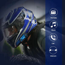 ☆送料無料☆２SET Fodsports-オートバイのヘルメット ヘッドセット,通信デバイス,8人,音楽共有,M1-S plus インカム バイク インターホン_画像5