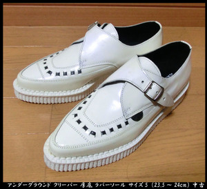 #UNDERGROUND CREEPER under ground creeper thickness bottom Raver sole shoes size 5(23.5~24cm) enamel white used 