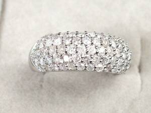 1083E【極美品】K18WGゴールド 天然ダイヤモンド1.００ct/4.0g パヴェリング 指輪 12号