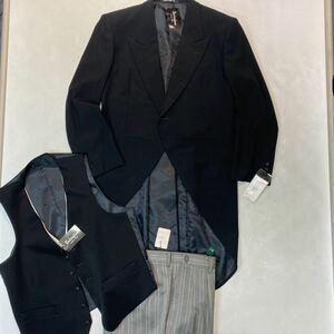  tag equipped mo- person g coat Buckingham extrablack 3 piece wool 100% setup size BE4 high class formal made in Japan adjuster attaching 