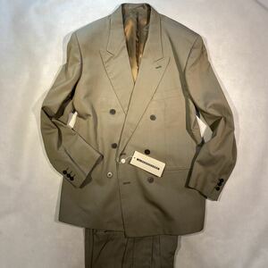  с биркой высококлассный Италия производства ALBERTO ZANRE Vintage двубортный костюм выставить размер 48va чесночный лук серия оливковый. van машина полоса хлопок 100%