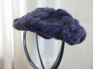 〔たけべ〕レディース・婦人用　編み込みハット　ニット　ベレー帽　紫色　サイズ５７cm〜５９cm　キャップ　帽子