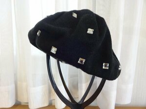 「Clear Jean」レディース・ガールズ　編み込みハット　黒色帽子　サイズ５６cm〜５８cm　キャップ　帽子