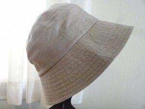 ●シゲマツ ●レディース・ガールズ　灰色帽子　裏面模様入　サイズ５６cm　キャップ　帽子　麻使用　バケットハット