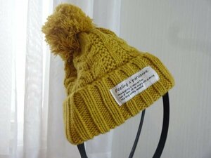 ●ヒラキ●キッズ帽子　編み込みハット　橙色　ニット帽　サイズ５０cm〜５４cm　キャップ　帽子　男女兼用