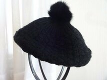 ∞シゲマツ ∞レディース ・ガールズ　黒色帽子　ベレー帽　サイズ５７cm〜５９cm　ウール　キャップ　帽子_画像3