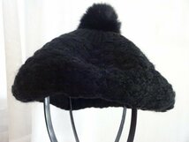 ∞シゲマツ ∞レディース ・ガールズ　黒色帽子　ベレー帽　サイズ５７cm〜５９cm　ウール　キャップ　帽子_画像1