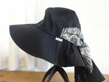 ∞THEORIA∞セオリア　黒色帽子　レディース・婦人用　つば広ハット　サンカット付　サイズ５６cm〜５８cm キャップ　帽子_画像1