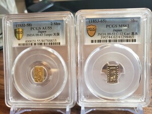 【鑑定品】ニ朱金　一朱銀　セット　PCGS