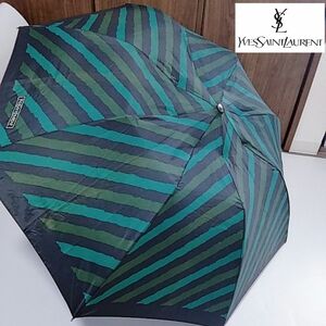 イヴサンローラン　雨傘　自動　自動傘　折りたたみ　ロゴ　傘袋付き