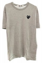 プレイコムデギャルソン PLAY COMME des GARCONS ハート ロゴ ワッペン 半袖 Tシャツ コットン カットソー グレー L AZ-T076 230522_画像1