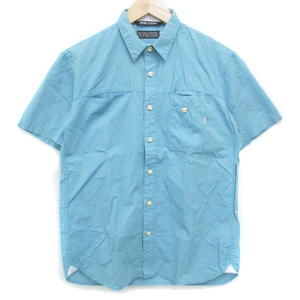 デラックス Deluxe カジュアルシャツ 半袖 無地 M 水色 ライトブルー /FF43 メンズ
