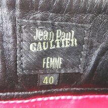 ジャンポールゴルチエ ファム Jean Paul GAULTIER FEMME 570-5.CSK.YG. 膝丈 台形 レザースカート スカート 革 40 黒系 ブラック 巻き ラッ_画像3