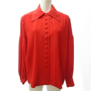  Christian Dior Christian Dior Vintage pin tuck shirt blouse wide color ... button red red M