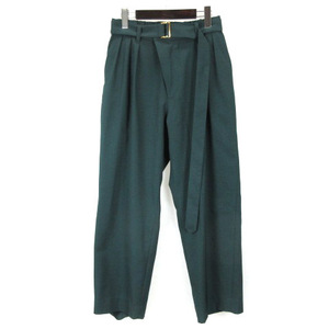 クルニ CULLNI Belt Tuck Slacks Pants テーパード パンツ 1 グリーン 230511E メンズ