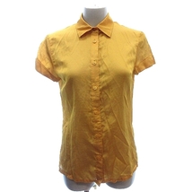 コムサデモード COMME CA DU MODE ステンカラーシャツ ブラウス ロールアップ 麻混 リネン混 半袖 9 黄色 イエロー /AU レディース_画像1