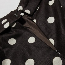 リッチミー Riccimie スカート フレア ミニ リボンデザイン リネンライク 光沢感 ポルカドット 小さいサイズ P 茶 ブラウン /CK15_画像3