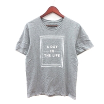 ユナイテッドアローズ A DAY IN THE LIFE UNITED ARROWS カットソー Tシャツ クルーネック プリント 半袖 M グレー /MN メンズ_画像1