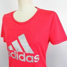 アディダス adidas Tシャツ カットソー 半袖 クルーネック ビッグロゴ M ピンク スポーツウェア ※EKM レディース_画像5